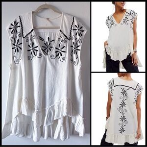 NWOT Free People Oaxaca Tee Tunic Top in Ivory Size Small